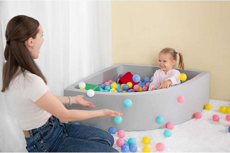 UHAPPYEE Ball Pit Grey,Sector Foam Ball Pits for Toddlers,Ball Pit Pool Playpen Foldable & Portable Soft Ball Pool 35.4”x 11.8” - Image 2